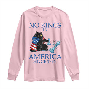 Funny Protest Chess Cat No Kings In America Long Sleeve Shirt Political Humor Gift TS12 Light Pink Print Your Wear