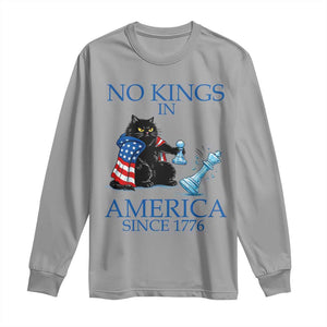 Funny Protest Chess Cat No Kings In America Long Sleeve Shirt Political Humor Gift TS12 Sport Gray Print Your Wear
