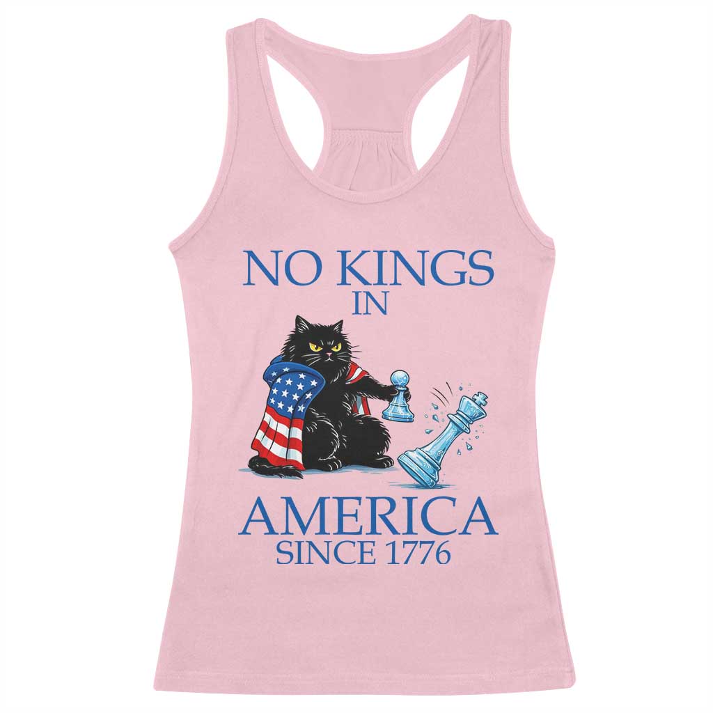 Funny Protest Chess Cat No Kings In America Racerback Tank Top Political Humor Gift TS12 Light Pink Print Your Wear