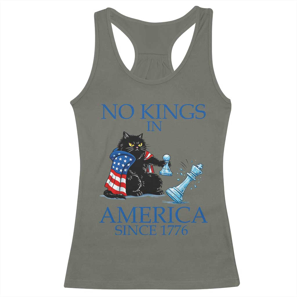Funny Protest Chess Cat No Kings In America Racerback Tank Top Political Humor Gift TS12 Military Green Print Your Wear