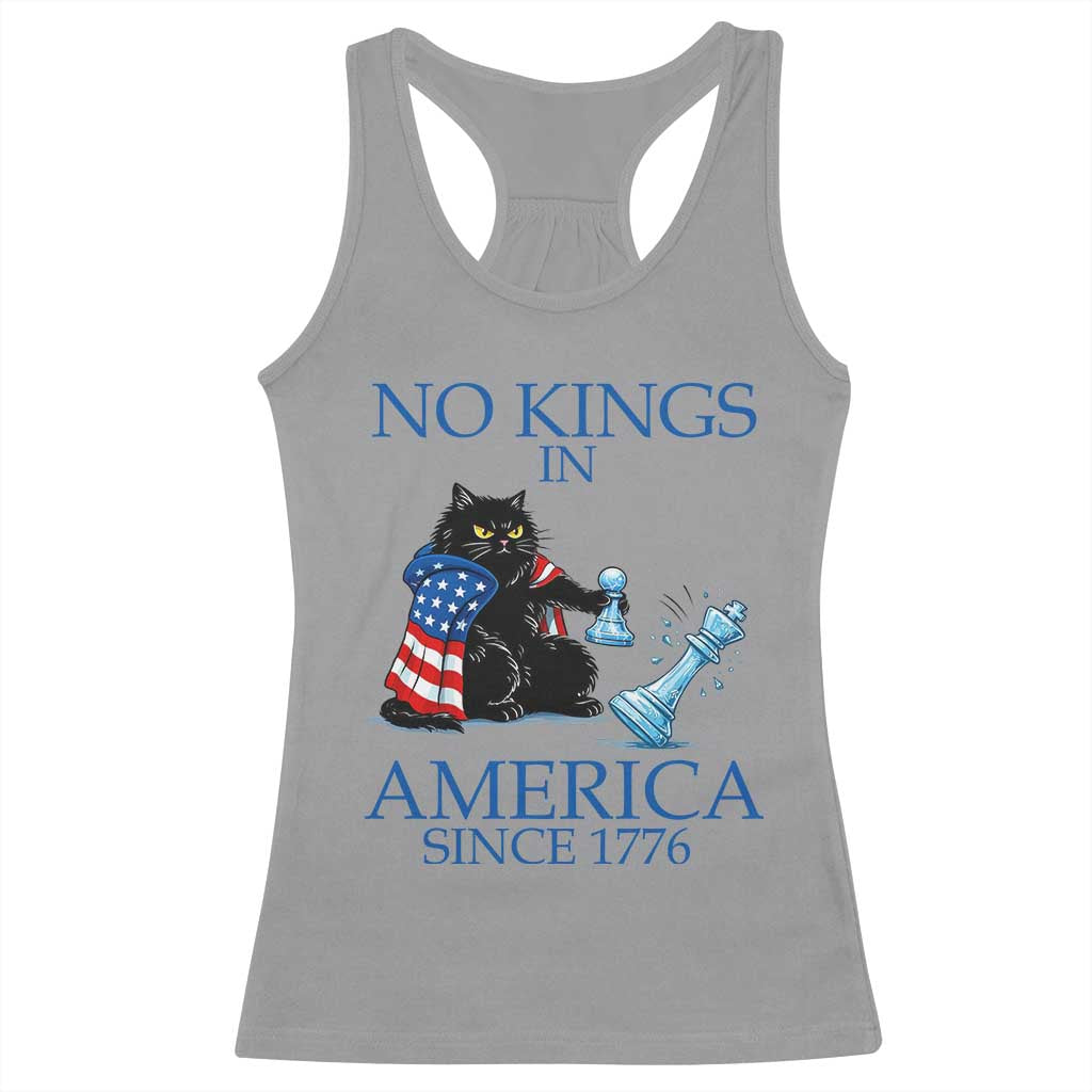 Funny Protest Chess Cat No Kings In America Racerback Tank Top Political Humor Gift TS12 Sport Gray Print Your Wear