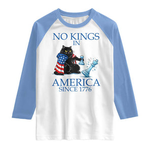 Funny Protest Chess Cat No Kings In America Raglan Shirt Political Humor Gift TS12 White Carolina Blue Print Your Wear