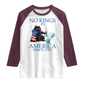 Funny Protest Chess Cat No Kings In America Raglan Shirt Political Humor Gift TS12 White Maroon Print Your Wear