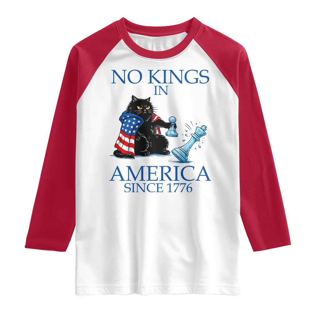 Funny Protest Chess Cat No Kings In America Raglan Shirt Political Humor Gift TS12 White Red Print Your Wear