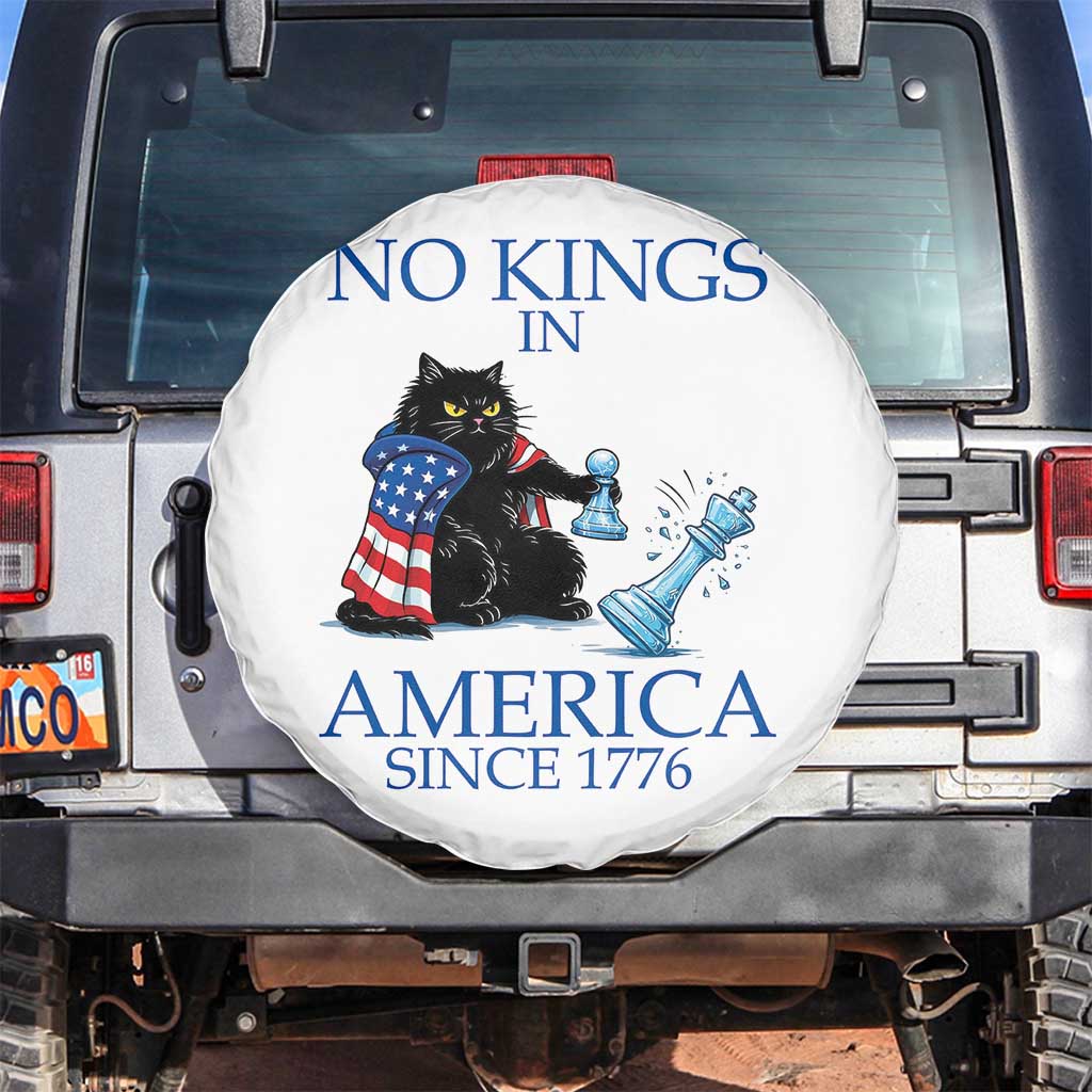 Funny Protest Chess Cat No Kings In America Spare Tire Cover Political Humor Gift TS12 No hole White Print Your Wear
