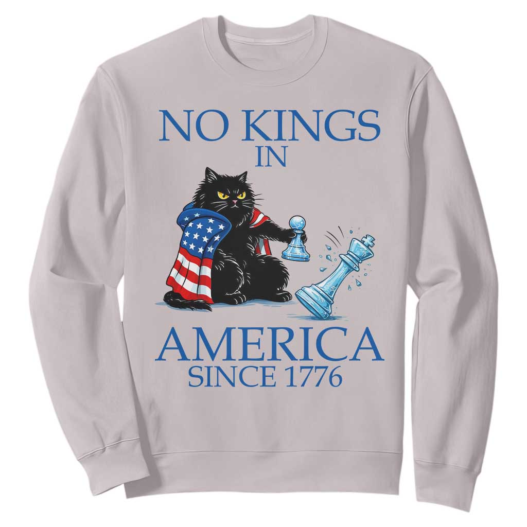 Funny Protest Chess Cat No Kings In America Sweatshirt Political Humor Gift TS12 Ice Gray Print Your Wear