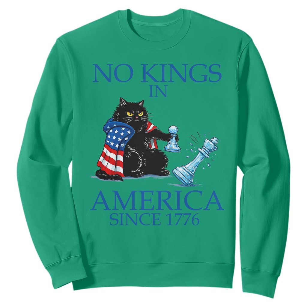 Funny Protest Chess Cat No Kings In America Sweatshirt Political Humor Gift TS12 Irish Green Print Your Wear