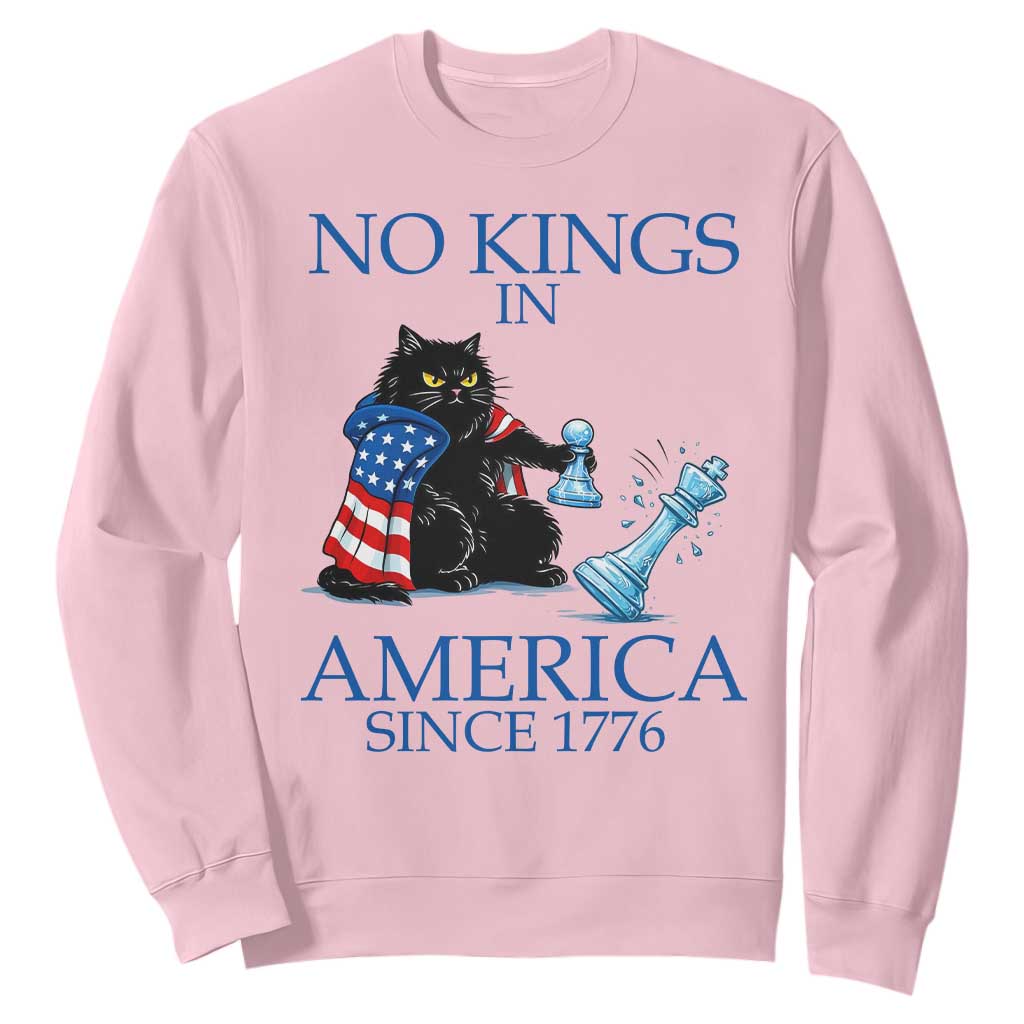 Funny Protest Chess Cat No Kings In America Sweatshirt Political Humor Gift TS12 Light Pink Print Your Wear