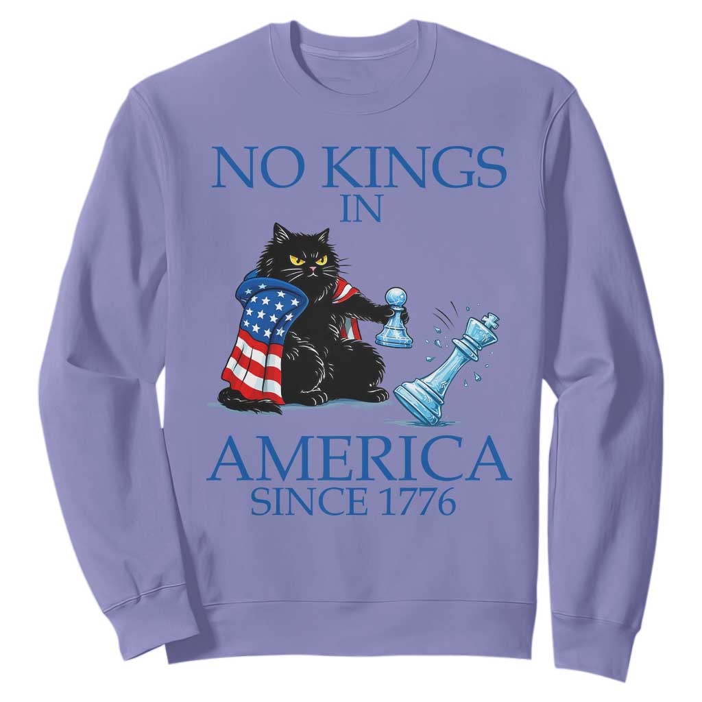 Funny Protest Chess Cat No Kings In America Sweatshirt Political Humor Gift TS12 Violet Print Your Wear