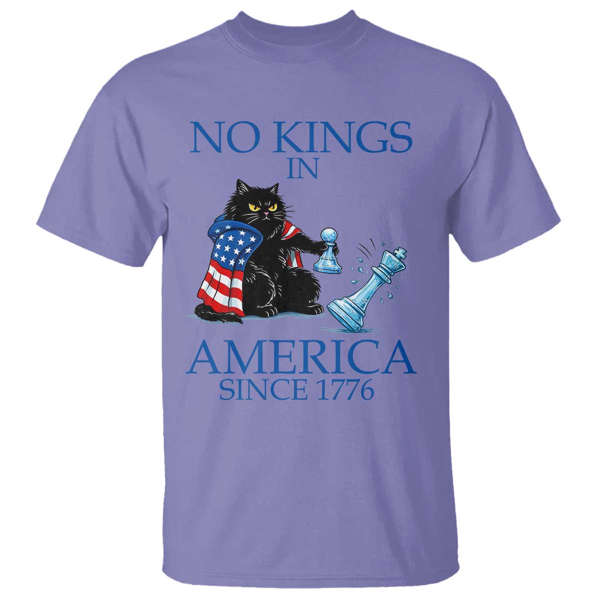 Funny Protest Chess Cat No Kings In America T Shirt Political Humor Gift TS12 Violet Print Your Wear