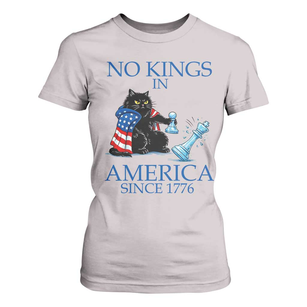 Funny Protest Chess Cat No Kings In America T Shirt For Women Political Humor Gift TS12 Ice Gray Print Your Wear