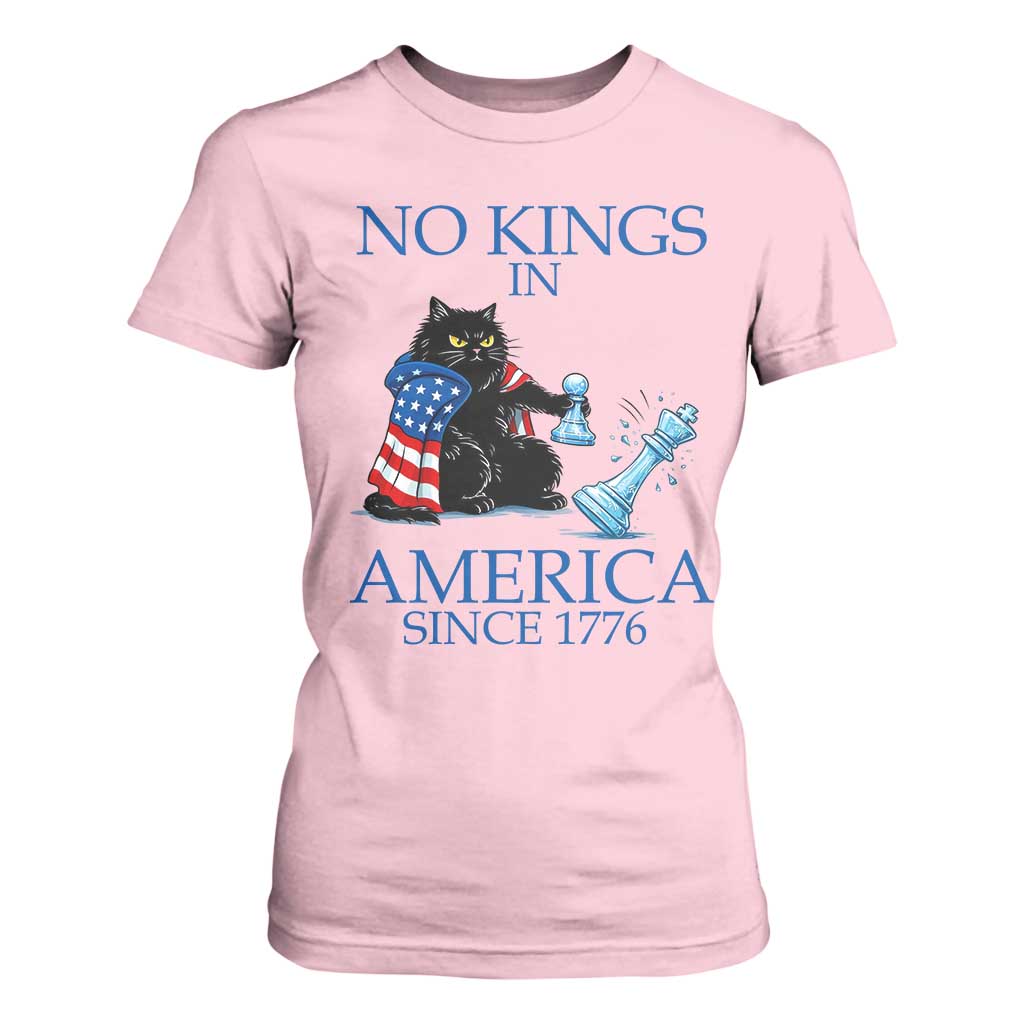 Funny Protest Chess Cat No Kings In America T Shirt For Women Political Humor Gift TS12 Light Pink Print Your Wear