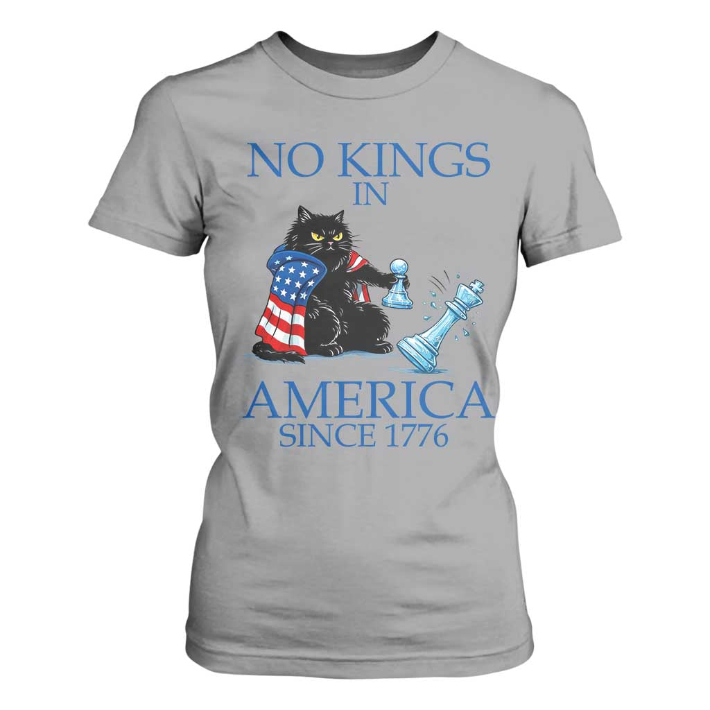 Funny Protest Chess Cat No Kings In America T Shirt For Women Political Humor Gift TS12 Sport Gray Print Your Wear