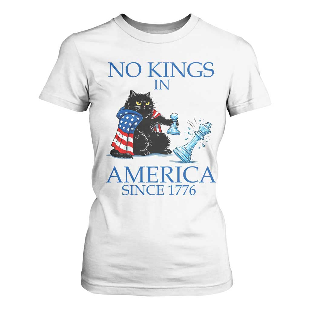 Funny Protest Chess Cat No Kings In America T Shirt For Women Political Humor Gift TS12 White Print Your Wear