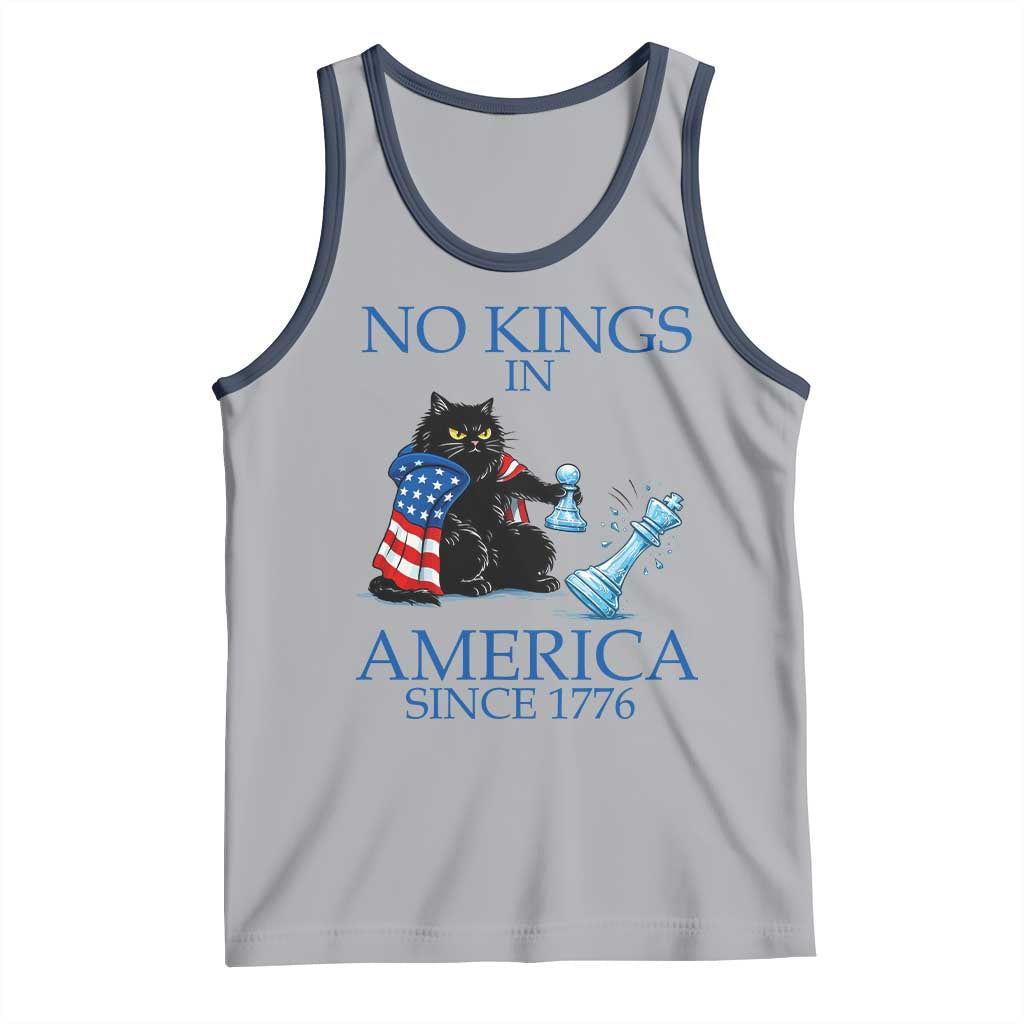 Funny Protest Chess Cat No Kings In America Tank Top Political Humor Gift TS12 Athletic Heather Navy Print Your Wear