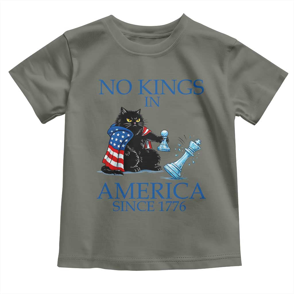 Funny Protest Chess Cat No Kings In America Toddler T Shirt Political Humor Gift TS12 Military Green Print Your Wear