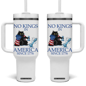 Funny Protest Chess Cat No Kings In America Tumbler With Handle Political Humor Gift TS12 One Size: 40 oz White Print Your Wear