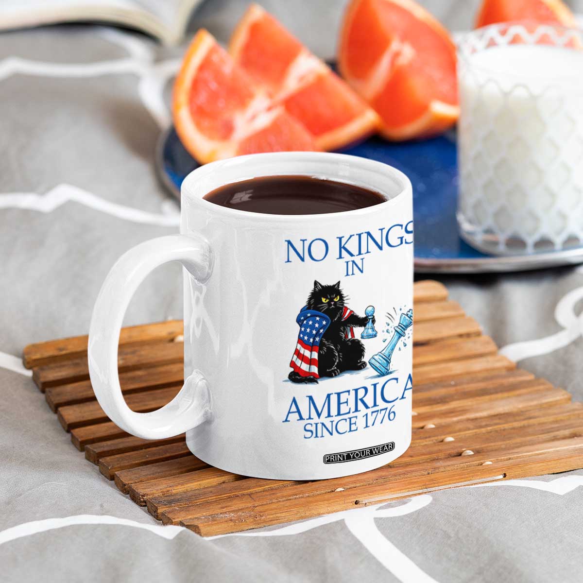 Funny Protest Chess Cat No Kings In America Coffee Mug Political Humor Gift TS12 Print Your Wear