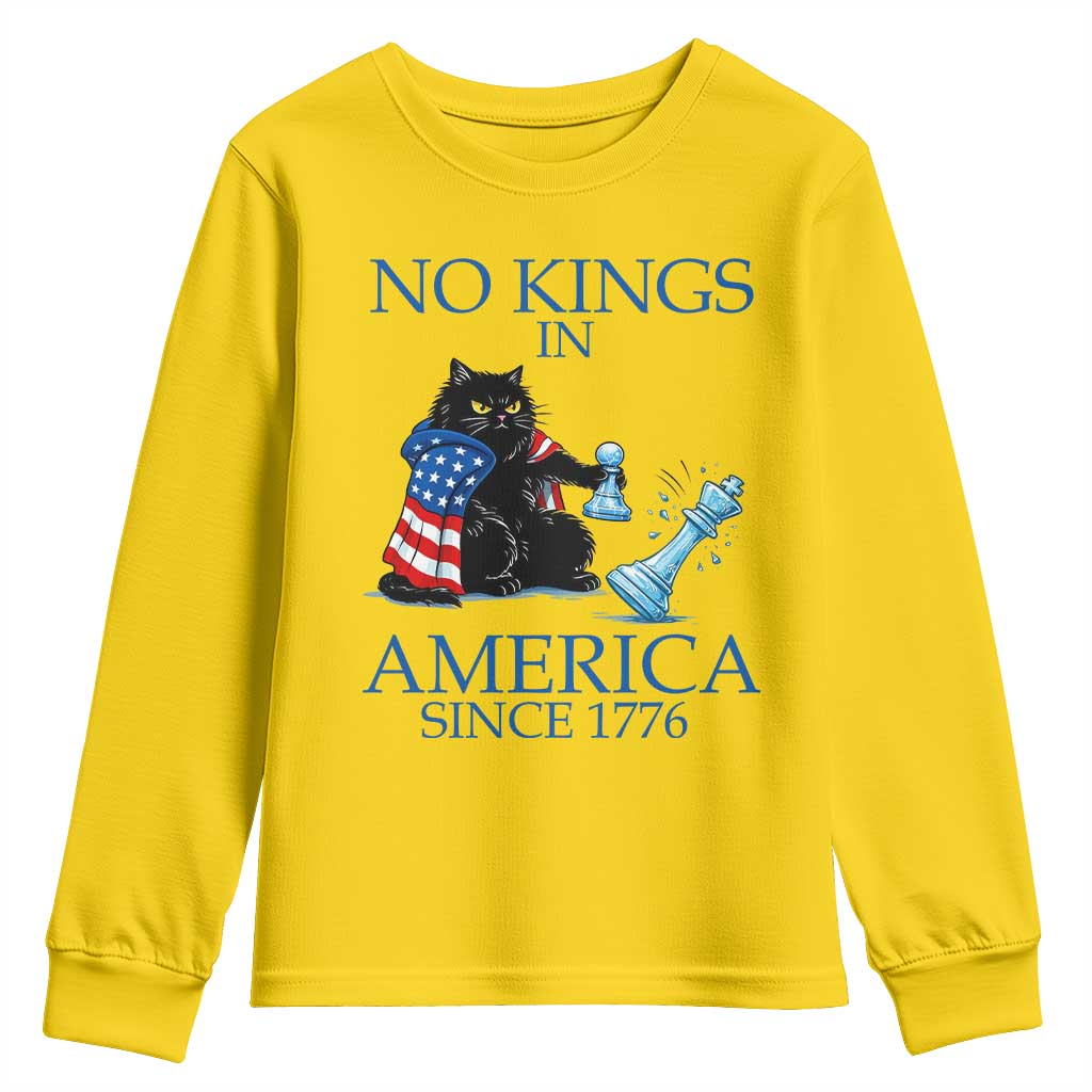 Funny Protest Chess Cat No Kings In America Youth Sweatshirt Political Humor Gift TS12 Daisy Print Your Wear