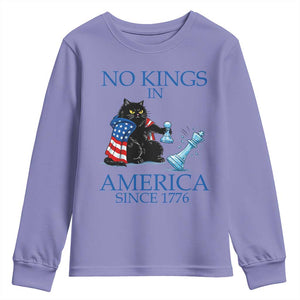 Funny Protest Chess Cat No Kings In America Youth Sweatshirt Political Humor Gift TS12 Violet Print Your Wear
