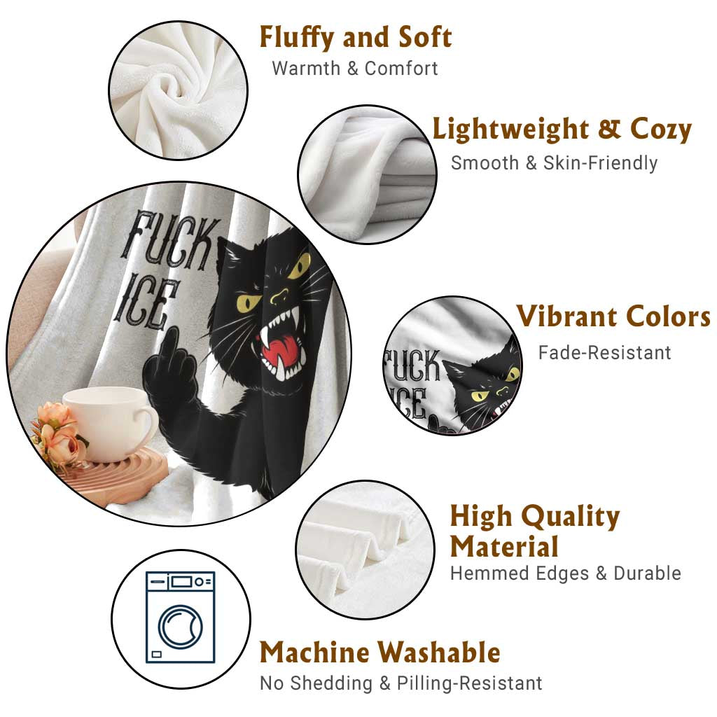 Funny Fck Ice Black Cat Throw Blanket Resist Minneapolis Political TS12 Print Your Wear