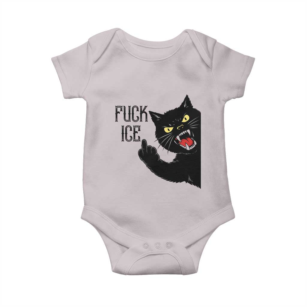 Funny Fck Ice Black Cat Baby Onesie Resist Minneapolis Political TS12 Ice Gray Print Your Wear
