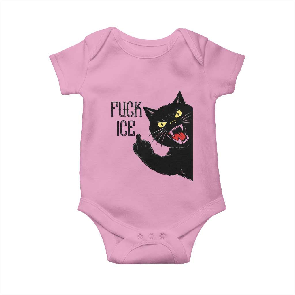 Funny Fck Ice Black Cat Baby Onesie Resist Minneapolis Political TS12 Light Pink Print Your Wear
