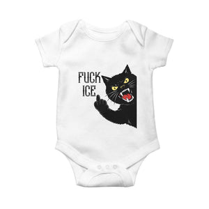 Funny Fck Ice Black Cat Baby Onesie Resist Minneapolis Political TS12 White Print Your Wear
