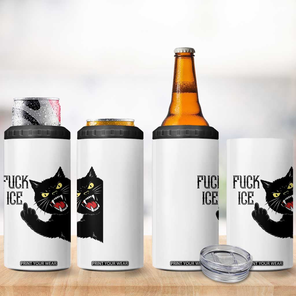 Funny Fck Ice Black Cat 4 in 1 Can Cooler Tumbler Resist Minneapolis Political TS12 Print Your Wear
