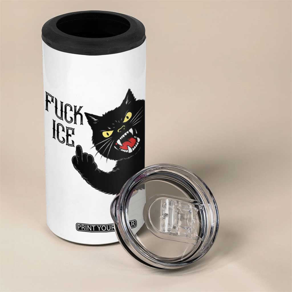 Funny Fck Ice Black Cat 4 in 1 Can Cooler Tumbler Resist Minneapolis Political TS12 Print Your Wear
