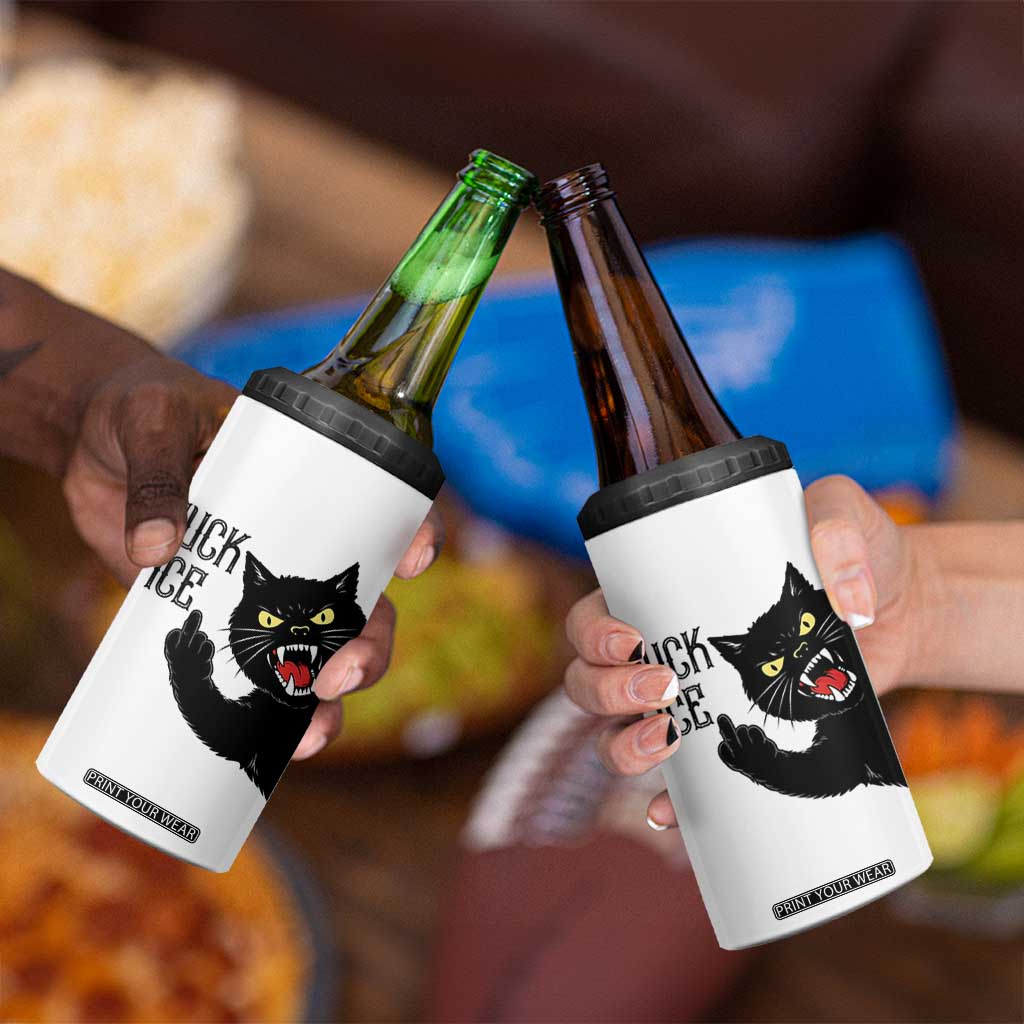 Funny Fck Ice Black Cat 4 in 1 Can Cooler Tumbler Resist Minneapolis Political TS12 Print Your Wear