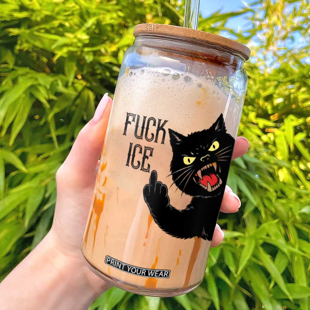 Funny Fck Ice Black Cat Glass Can Resist Minneapolis Political TS12 White Print Your Wear