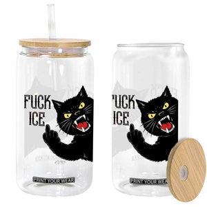 Funny Fck Ice Black Cat Glass Can Resist Minneapolis Political TS12 Print Your Wear
