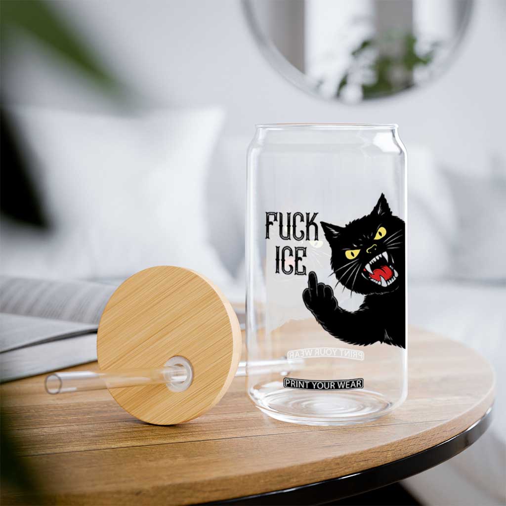 Funny Fck Ice Black Cat Glass Can Resist Minneapolis Political TS12 Print Your Wear