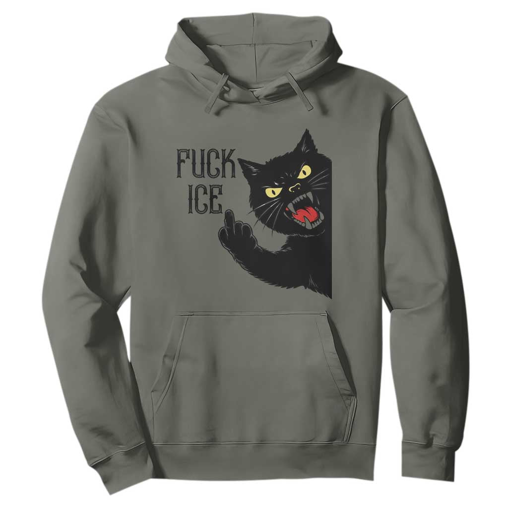 Funny Fck Ice Black Cat Hoodie Resist Minneapolis Political TS12 Military Green Print Your Wear