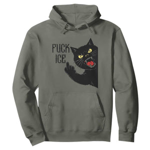 Funny Fck Ice Black Cat Hoodie Resist Minneapolis Political TS12 Military Green Print Your Wear