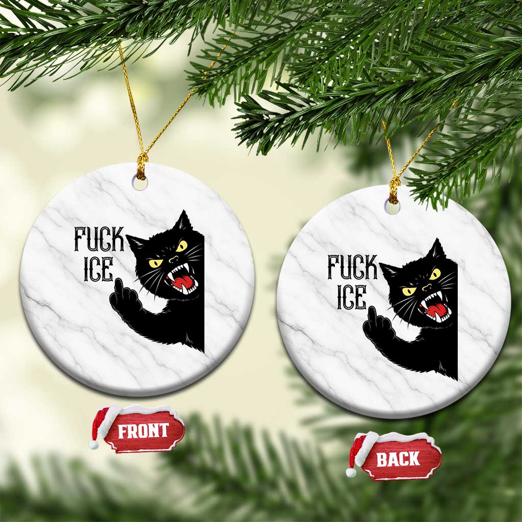 Funny Fck Ice Black Cat Ceramic Ornament Resist Minneapolis Political TS12 1pc White Marble Print Your Wear