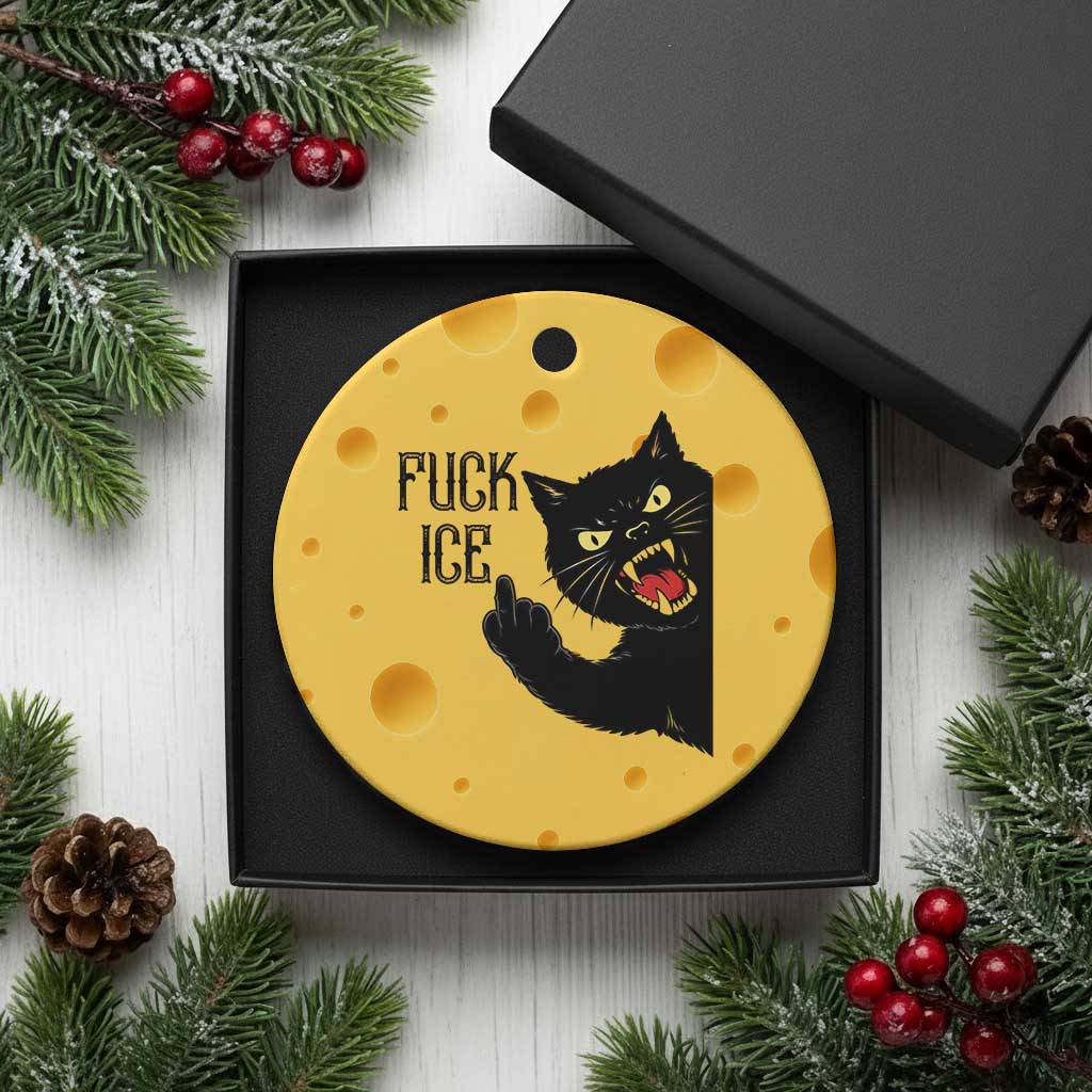 Funny Fck Ice Black Cat Ceramic Ornament Resist Minneapolis Political TS12 1pc Yellow Cheese Print Your Wear