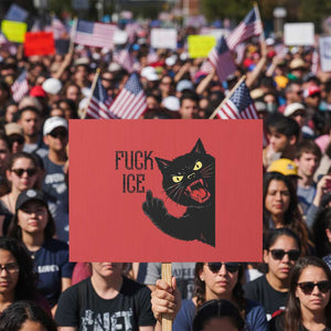 Funny Fck Ice Black Cat Protest Sign Resist Minneapolis Political TS12 Horizontal 18" × 24" Red Print Your Wear
