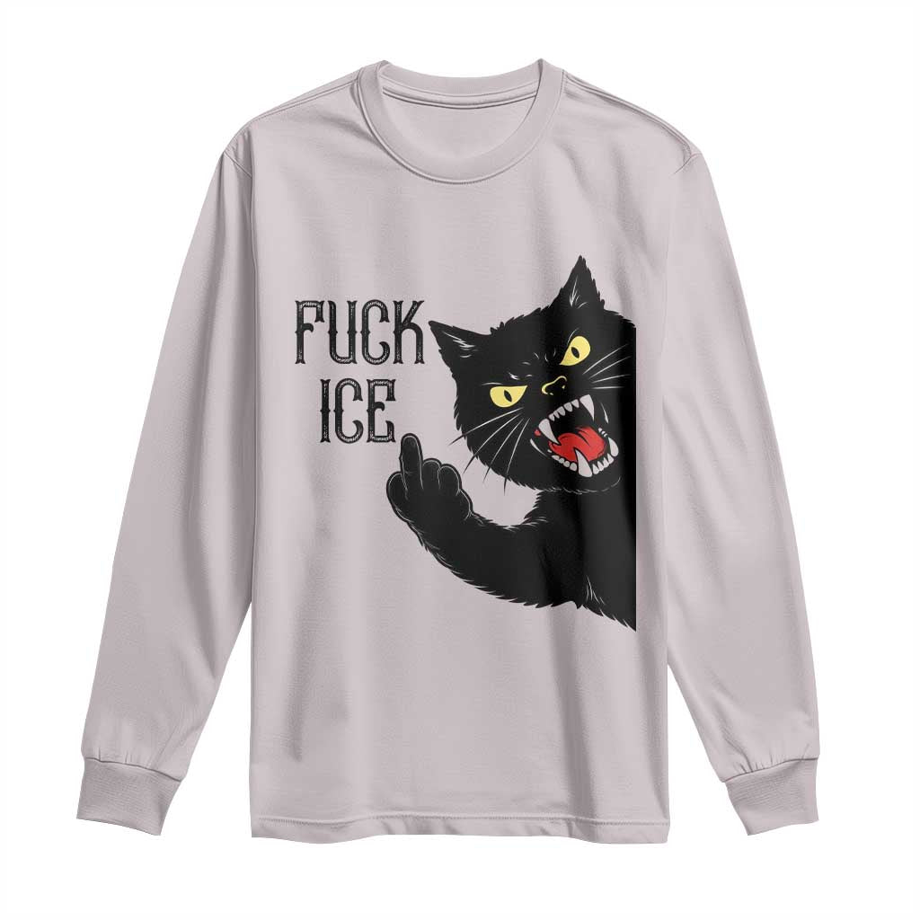 Funny Fck Ice Black Cat Long Sleeve Shirt Resist Minneapolis Political TS12 Ice Gray Print Your Wear