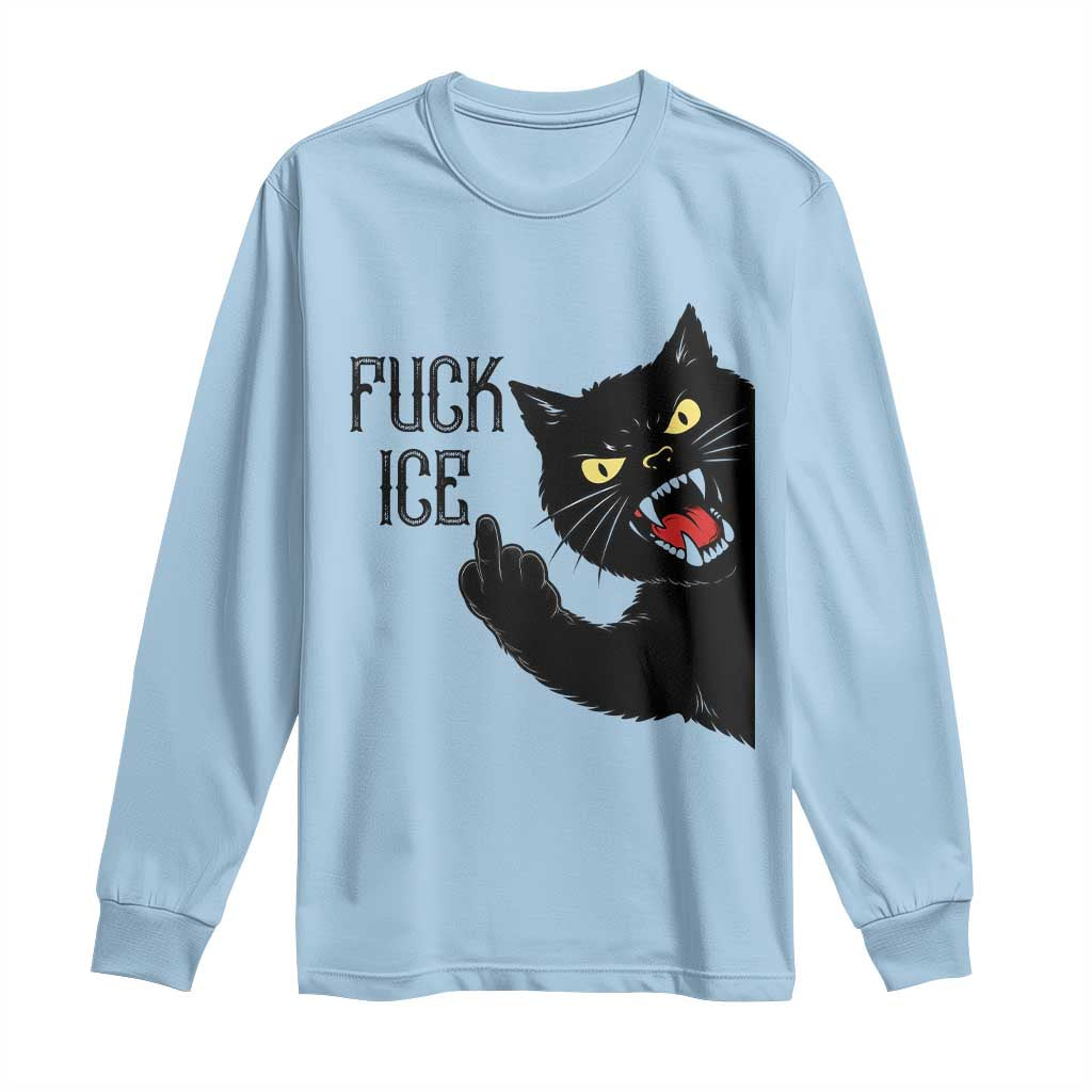 Funny Fck Ice Black Cat Long Sleeve Shirt Resist Minneapolis Political TS12 Light Blue Print Your Wear