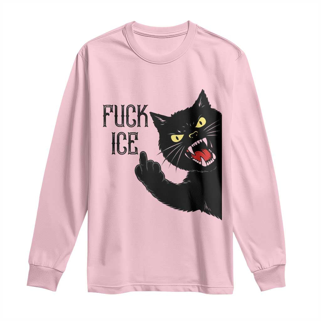Funny Fck Ice Black Cat Long Sleeve Shirt Resist Minneapolis Political TS12 Light Pink Print Your Wear
