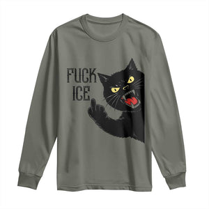 Funny Fck Ice Black Cat Long Sleeve Shirt Resist Minneapolis Political TS12 Military Green Print Your Wear