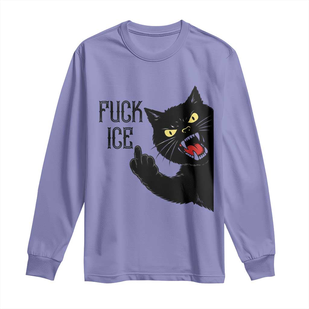 Funny Fck Ice Black Cat Long Sleeve Shirt Resist Minneapolis Political TS12 Violet Print Your Wear