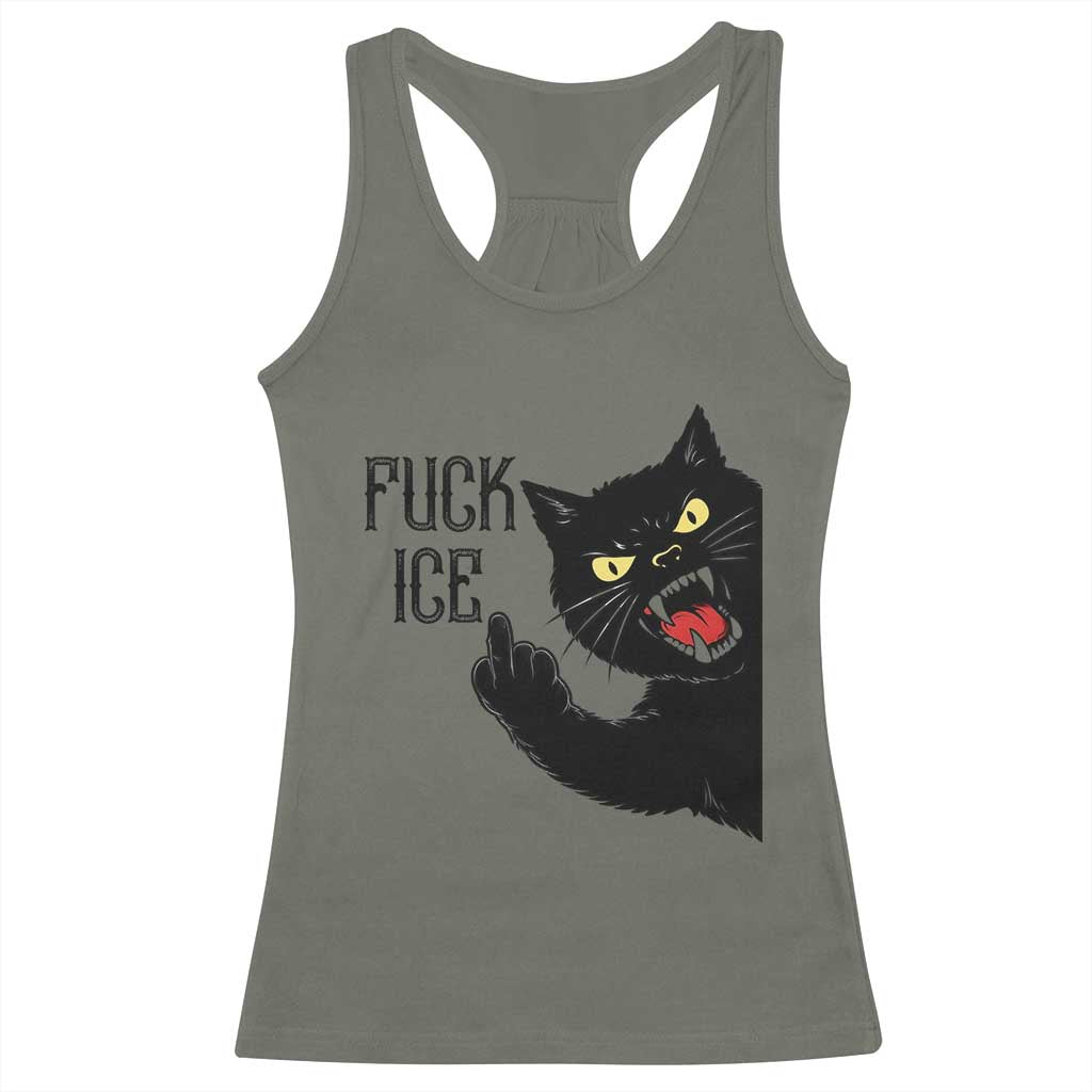 Funny Fck Ice Black Cat Racerback Tank Top Resist Minneapolis Political TS12 Military Green Print Your Wear