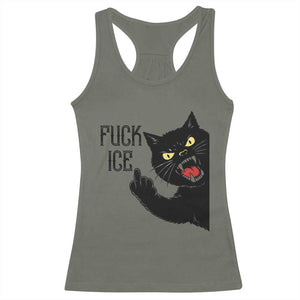 Funny Fck Ice Black Cat Racerback Tank Top Resist Minneapolis Political TS12 Military Green Print Your Wear