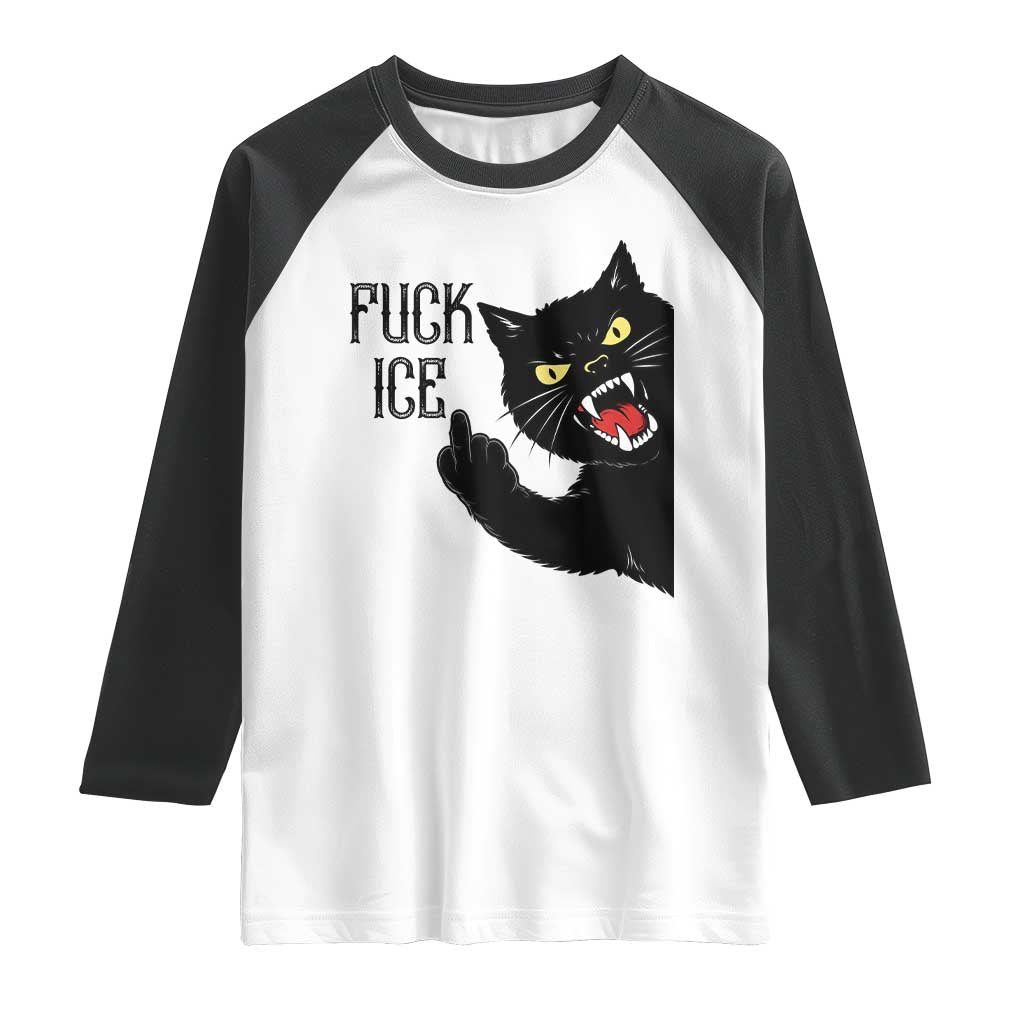 Funny Fck Ice Black Cat Raglan Shirt Resist Minneapolis Political TS12 White Black Print Your Wear
