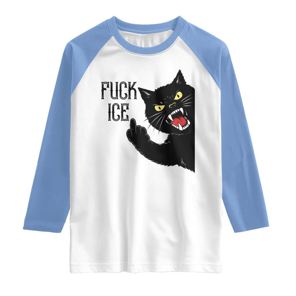 Funny Fck Ice Black Cat Raglan Shirt Resist Minneapolis Political TS12 White Carolina Blue Print Your Wear