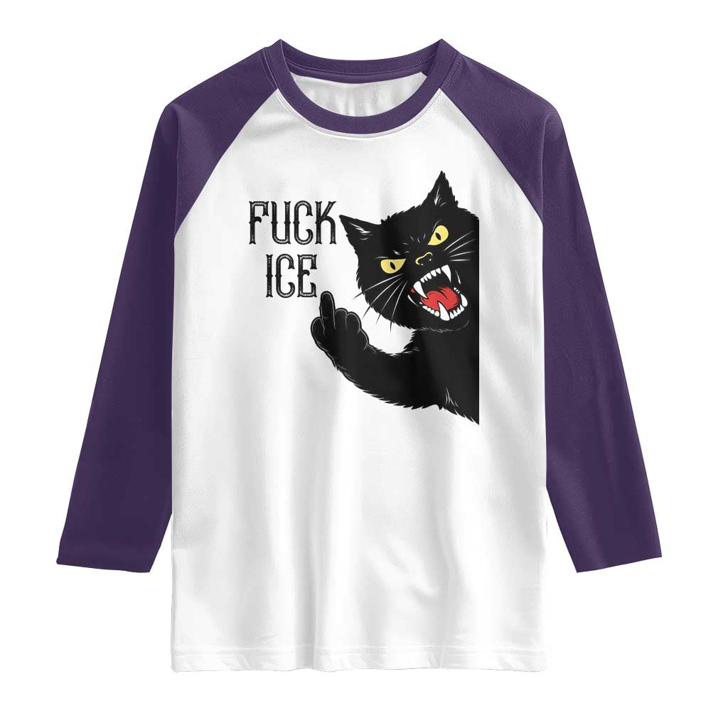 Funny Fck Ice Black Cat Raglan Shirt Resist Minneapolis Political TS12 White Purple Print Your Wear