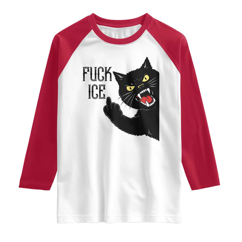 Funny Fck Ice Black Cat Raglan Shirt Resist Minneapolis Political TS12 White Red Print Your Wear